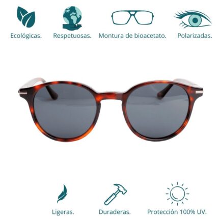 GAFAS DE SOL HOMBRE MUJER POLARIZADAS CUADRADAS TRANSLÚCIDO CON MONTURA DE BIOACETATO DE CELULOSA UV400 CATEGORÍA 3 DE PROTECCIÓN