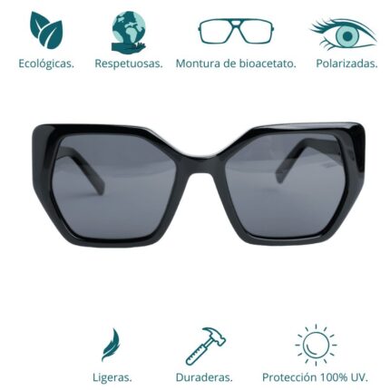GAFAS DE SOL HOMBRE MUJER POLARIZADAS CUADRADAS TRANSLÚCIDO CON MONTURA DE BIOACETATO DE CELULOSA UV400 CATEGORÍA 3 DE PROTECCIÓN