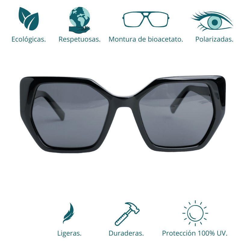 GAFAS DE SOL HOMBRE MUJER POLARIZADAS CUADRADAS TRANSLÚCIDO CON MONTURA DE BIOACETATO DE CELULOSA UV400 CATEGORÍA 3 DE PROTECCIÓN