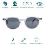 GAFAS DE SOL HOMBRE MUJER POLARIZADAS CUADRADAS TRANSLÚCIDO CON MONTURA DE BIOACETATO DE CELULOSA UV400 CATEGORÍA 3 DE PROTECCIÓN