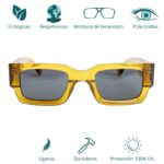 GAFAS DE SOL HOMBRE MUJER POLARIZADAS CUADRADAS TRANSLÚCIDO CON MONTURA DE BIOACETATO DE CELULOSA UV400 CATEGORÍA 3 DE PROTECCIÓN