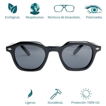 GAFAS DE SOL HOMBRE MUJER POLARIZADAS CUADRADAS TRANSLÚCIDO CON MONTURA DE BIOACETATO DE CELULOSA UV400 CATEGORÍA 3 DE PROTECCIÓN