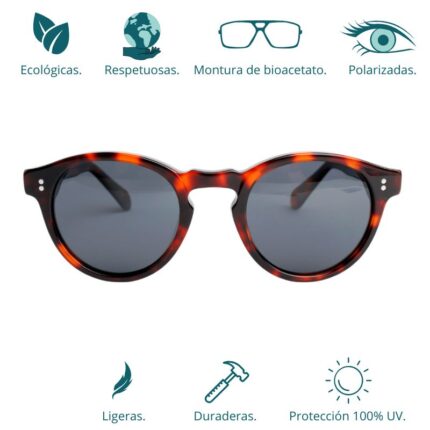 GAFAS DE SOL HOMBRE MUJER POLARIZADAS CUADRADAS TRANSLÚCIDO CON MONTURA DE BIOACETATO DE CELULOSA UV400 CATEGORÍA 3 DE PROTECCIÓN