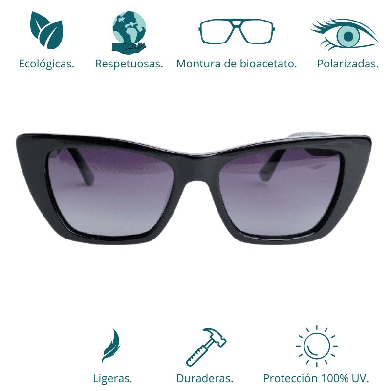 GAFAS DE SOL HOMBRE MUJER POLARIZADAS CUADRADAS TRANSLÚCIDO CON MONTURA DE BIOACETATO DE CELULOSA UV400 CATEGORÍA 3 DE PROTECCIÓN