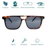GAFAS DE SOL HOMBRE MUJER POLARIZADAS CUADRADAS TRANSLÚCIDO CON MONTURA DE BIOACETATO DE CELULOSA UV400 CATEGORÍA 3 DE PROTECCIÓN