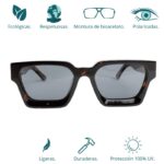 GAFAS DE SOL HOMBRE MUJER POLARIZADAS CUADRADAS TRANSLÚCIDO CON MONTURA DE BIOACETATO DE CELULOSA UV400 CATEGORÍA 3 DE PROTECCIÓN