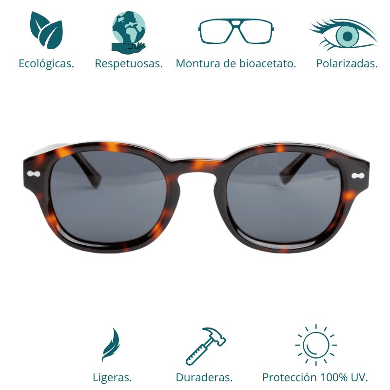 GAFAS DE SOL HOMBRE MUJER POLARIZADAS CUADRADAS TRANSLÚCIDO CON MONTURA DE BIOACETATO DE CELULOSA UV400 CATEGORÍA 3 DE PROTECCIÓN