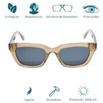 GAFAS DE SOL HOMBRE MUJER POLARIZADAS CUADRADAS TRANSLÚCIDO CON MONTURA DE BIOACETATO DE CELULOSA UV400 CATEGORÍA 3 DE PROTECCIÓN