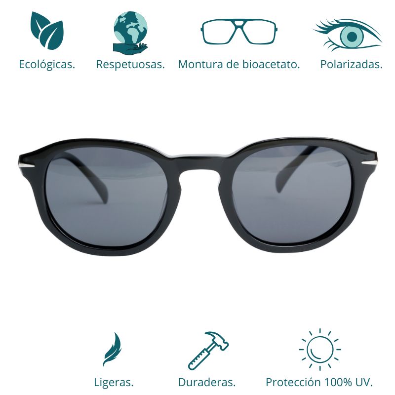 GAFAS DE SOL HOMBRE MUJER POLARIZADAS CUADRADAS TRANSLÚCIDO CON MONTURA DE BIOACETATO DE CELULOSA UV400 CATEGORÍA 3 DE PROTECCIÓN