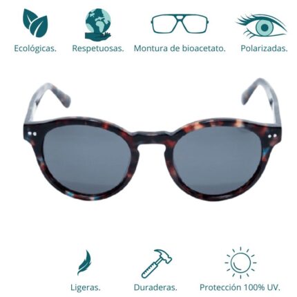 GAFAS DE SOL HOMBRE MUJER POLARIZADAS CUADRADAS TRANSLÚCIDO CON MONTURA DE BIOACETATO DE CELULOSA UV400 CATEGORÍA 3 DE PROTECCIÓN
