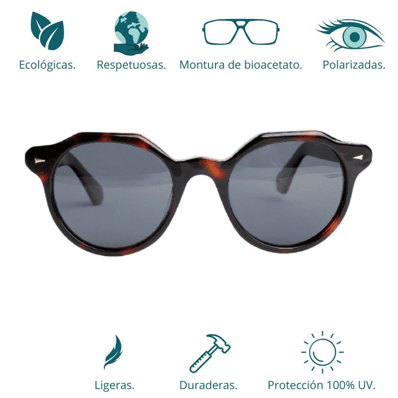 GAFAS DE SOL HOMBRE MUJER POLARIZADAS CUADRADAS TRANSLÚCIDO CON MONTURA DE BIOACETATO DE CELULOSA UV400 CATEGORÍA 3 DE PROTECCIÓN