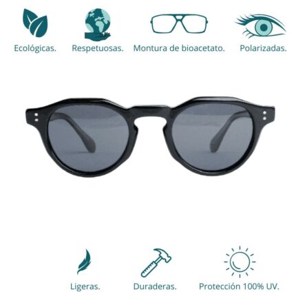 GAFAS DE SOL HOMBRE MUJER POLARIZADAS CUADRADAS TRANSLÚCIDO CON MONTURA DE BIOACETATO DE CELULOSA UV400 CATEGORÍA 3 DE PROTECCIÓN