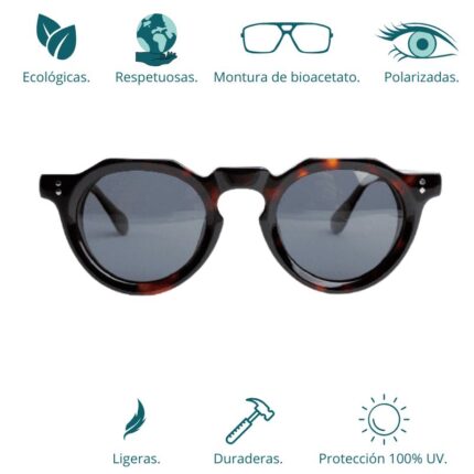 GAFAS DE SOL HOMBRE MUJER POLARIZADAS CUADRADAS TRANSLÚCIDO CON MONTURA DE BIOACETATO DE CELULOSA UV400 CATEGORÍA 3 DE PROTECCIÓN