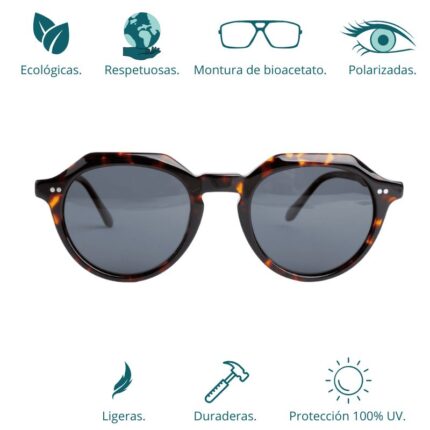 GAFAS DE SOL HOMBRE MUJER POLARIZADAS CUADRADAS TRANSLÚCIDO CON MONTURA DE BIOACETATO DE CELULOSA UV400 CATEGORÍA 3 DE PROTECCIÓN