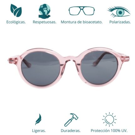 GAFAS DE SOL HOMBRE MUJER POLARIZADAS CUADRADAS TRANSLÚCIDO CON MONTURA DE BIOACETATO DE CELULOSA UV400 CATEGORÍA 3 DE PROTECCIÓN