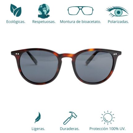 GAFAS DE SOL HOMBRE MUJER POLARIZADAS CUADRADAS TRANSLÚCIDO CON MONTURA DE BIOACETATO DE CELULOSA UV400 CATEGORÍA 3 DE PROTECCIÓN
