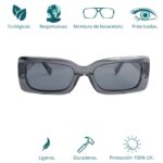GAFAS DE SOL HOMBRE MUJER POLARIZADAS CUADRADAS TRANSLÚCIDO CON MONTURA DE BIOACETATO DE CELULOSA UV400 CATEGORÍA 3 DE PROTECCIÓN