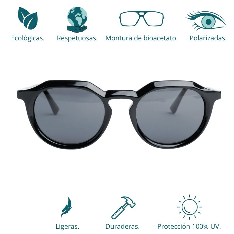 GAFAS DE SOL HOMBRE MUJER POLARIZADAS CUADRADAS TRANSLÚCIDO CON MONTURA DE BIOACETATO DE CELULOSA UV400 CATEGORÍA 3 DE PROTECCIÓN