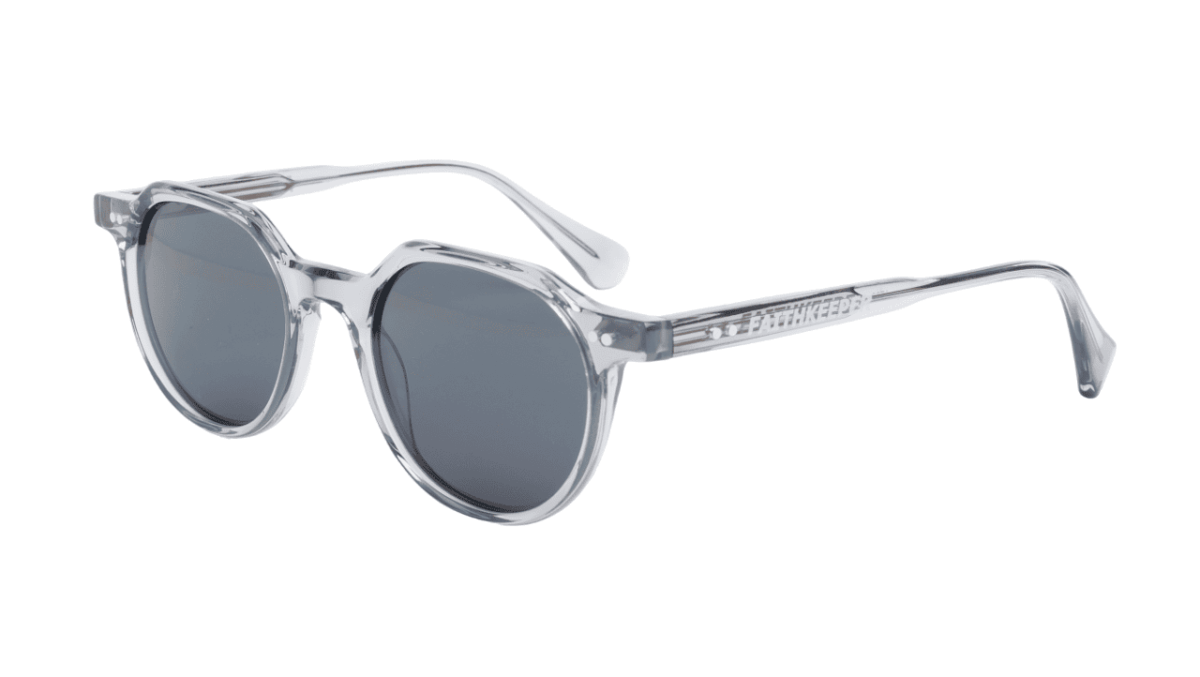Gafas de sol hombre y mujer polarizadas de alta calidad protección categoría 3 UV400, con montura de bioacetato color gris translúcido Modelo andré