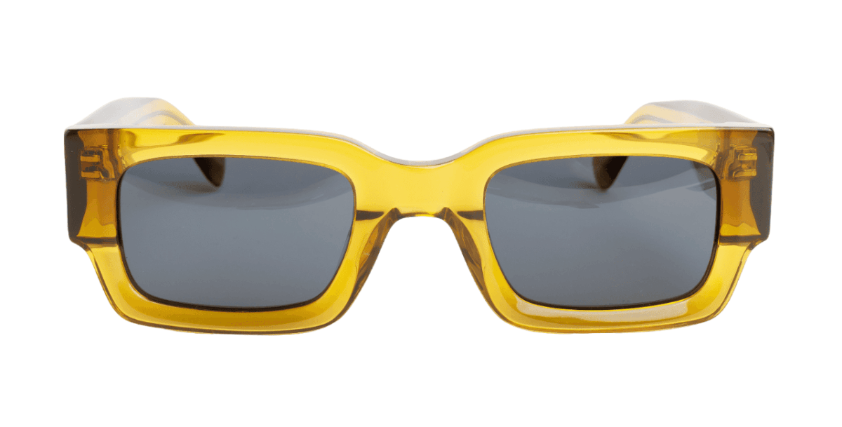 Gafas de sol hombre y mujer polarizadas de alta calidad protección categoría 3 UV400, con montura de bioacetato color amarillo bronce Modelo berard