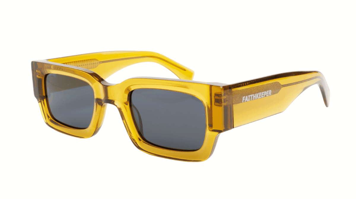 Gafas de sol hombre y mujer polarizadas de alta calidad protección categoría 3 UV400, con montura de bioacetato color amarillo bronce Modelo berard