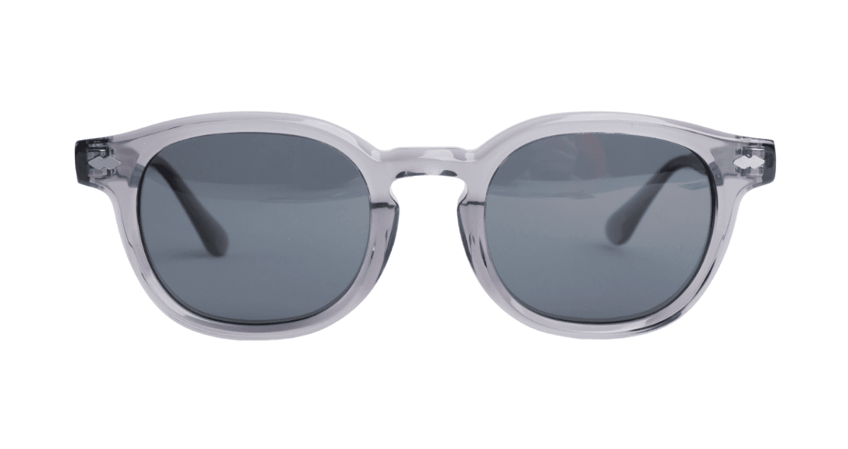 Gafas de sol hombre y mujer polarizadas de alta calidad protección categoría 3 UV400, con montura de bioacetato color gris translúcido Modelo molay
