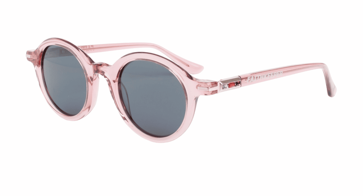 Gafas de sol hombre y mujer polarizadas de alta calidad protección categoría 3 UV400, con montura de bioacetato color rosa translúcido Modelo plaissis
