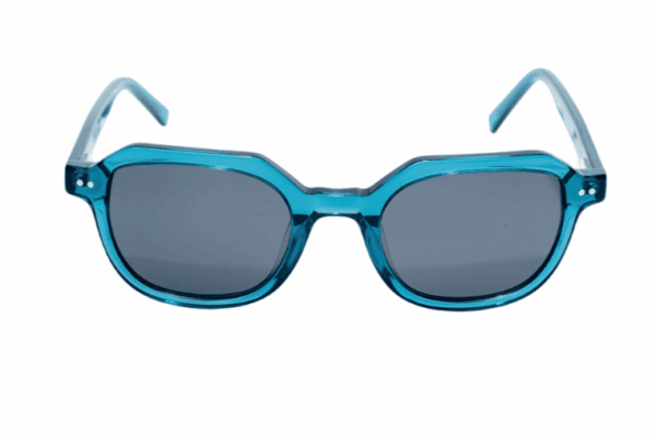 Gafas de sol hombre y mujer polarizadas de alta calidad protección categoría 3 UV400, con montura de bioacetato color azul translúcido Modelo nogaret